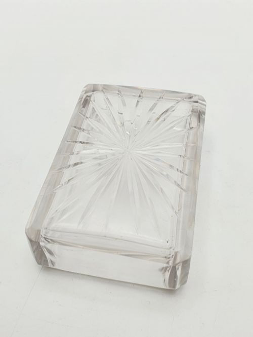 LOVELY ANTIQUE VICTORIAN STERLING SILVER CUT GLASS TRINKET BOX 1844 - ADDITIONAL PHOTO 4