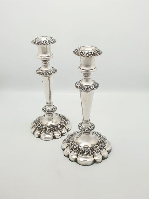 NICE PAIR OF MAPPIN WEBB SILVER PLATED CANDLESTICKS CIRCA 1920