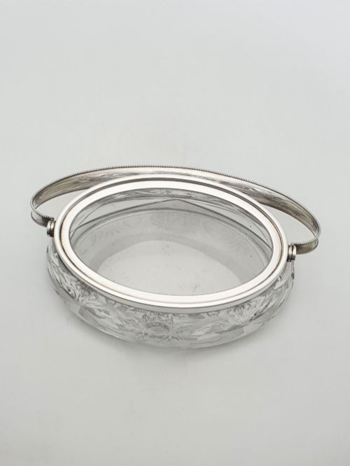 NICE ANTIQUE WMF SILVER PLATED CUT GLASS BISCUIT BOX WITH HANDLE CIRCA 1900 - ADDITIONAL PHOTO 4