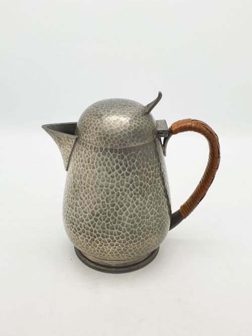ARTS AND CRAFTS TUDRIC PEWTER COFFEE POT WITH CANE HANDLE CIRCA 1925 - ADDITIONAL PHOTO 5
