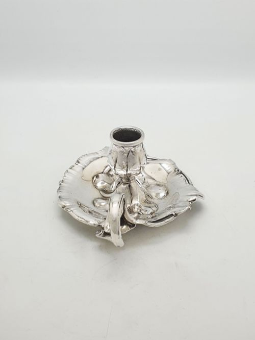 WMF ART NOUVEAU SILVER PLATED LEAF FORM CHAMBERSTICK CANDLESTICK CIRCA 1900 - ADDITIONAL PHOTO 5