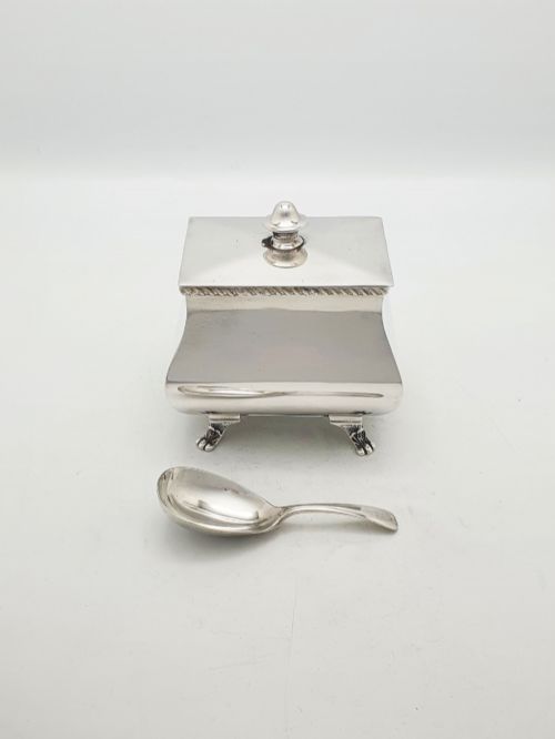 Lovely Antique Edwardian Silver Plated Tea Caddy and Spoon – Circa 1905
