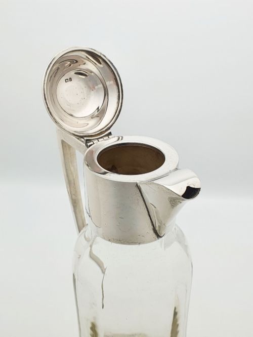 SPLENDID ANTIQUE EDWARDIAN STERLING SILVER MOUNTED GLASS CLARET JUG 1910 - ADDITIONAL PHOTO 9