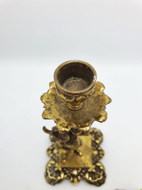 FANTASTIC PAIR OF ANTIQUE VICTORIAN BRASS FIGURAL CANDLESTICKS CIRCA 1880 - ADDITIONAL PHOTO 4