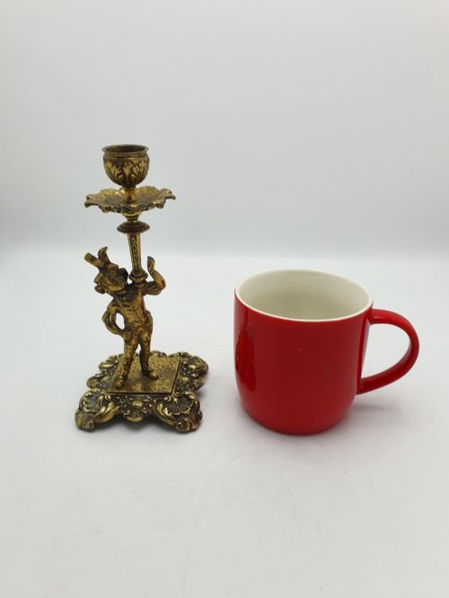 FANTASTIC PAIR OF ANTIQUE VICTORIAN BRASS FIGURAL CANDLESTICKS CIRCA 1880 - ADDITIONAL PHOTO 7