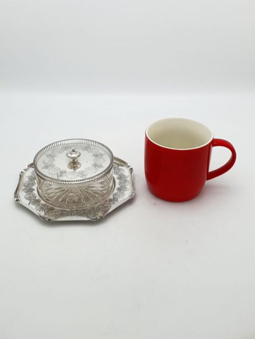 ANTIQUE VICTORIAN SILVER PLATED BUTTER DISH WITH GLASS LINER CIRCA 1890 - ADDITIONAL PHOTO 7