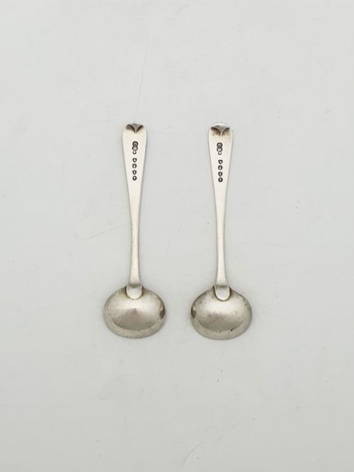 PAIR OF ANTIQUE EDWARDIAN STERLING SILVER SALT CELLARS WITH COBALT GLASS LINERS 1902 - ADDITIONAL PHOTO 6