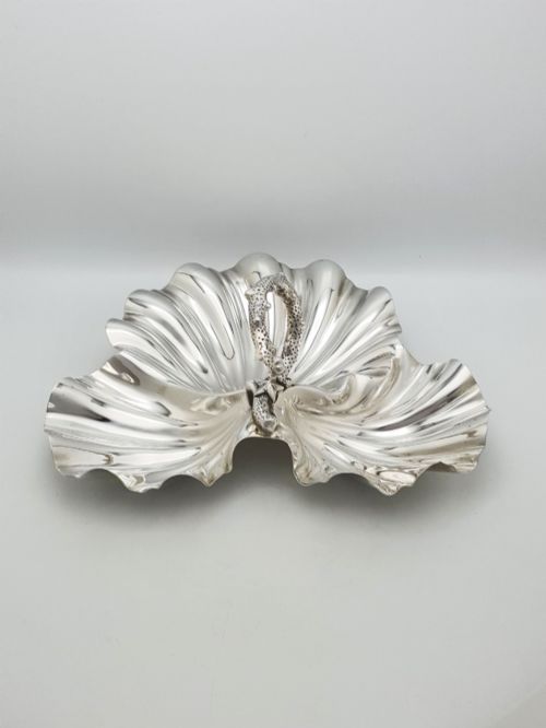 ANTIQUE VICTORIAN SILVER PLATED SHELL DISH WITH STYLISED CORAL HANDLE CIRCA 1880 - ADDITIONAL PHOTO 3
