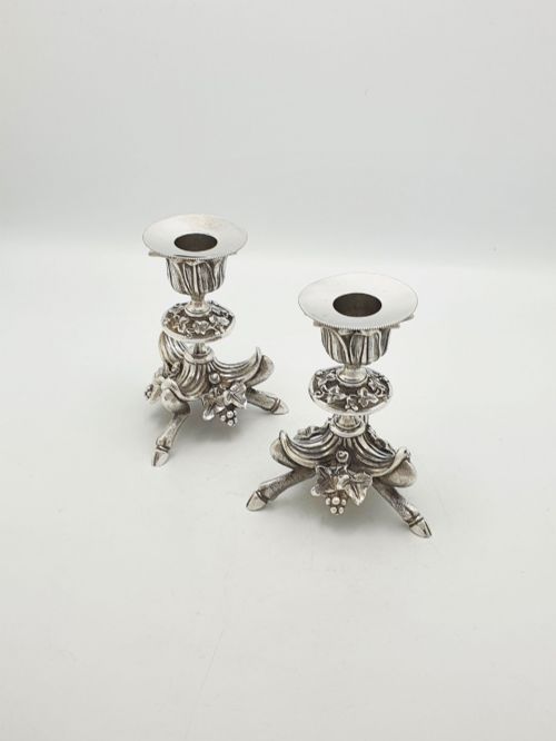 Antique Victorian Silver Plated Pair of Figural Candlesticks – Circa 1880