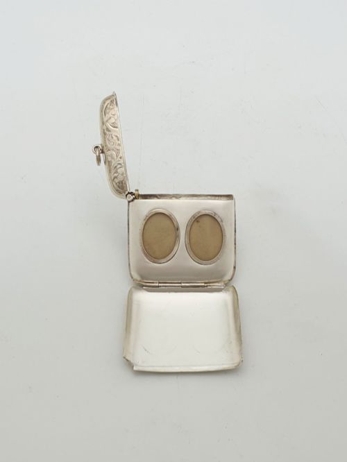 Rare Antique Sterling Silver Vesta Case with Double Photo Frames - 1905