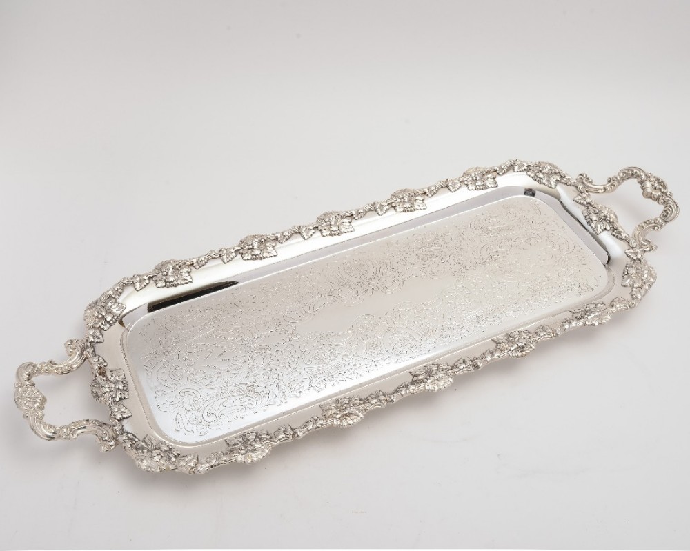 Oblong Silver Plated Serving Tray, Circa 1920