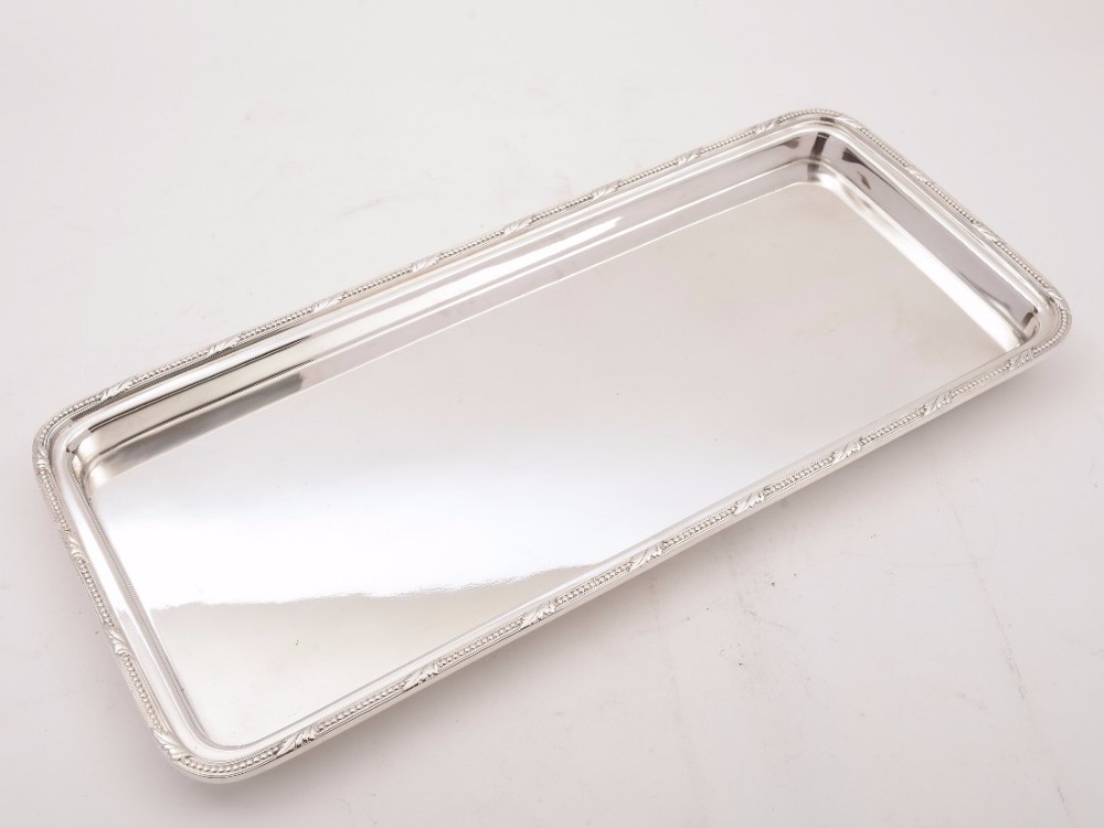 Art Deco Oblong Silver Plated Serving Tray, Circa 1930