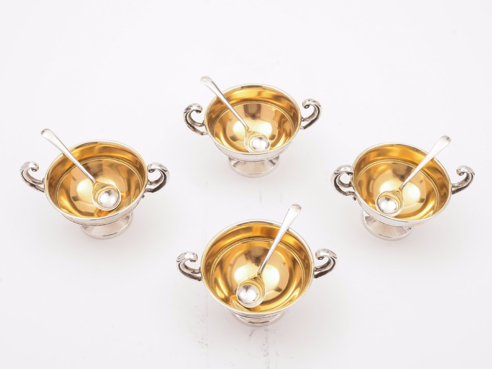Set of 4 Silver Trophy Salts, Birmingham 1929 View II