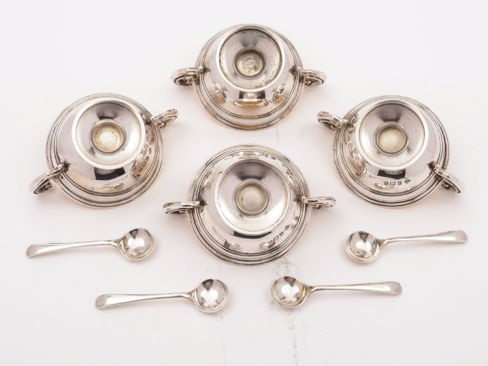 Set of 4 Silver Trophy Salts, Birmingham 1929 View IV