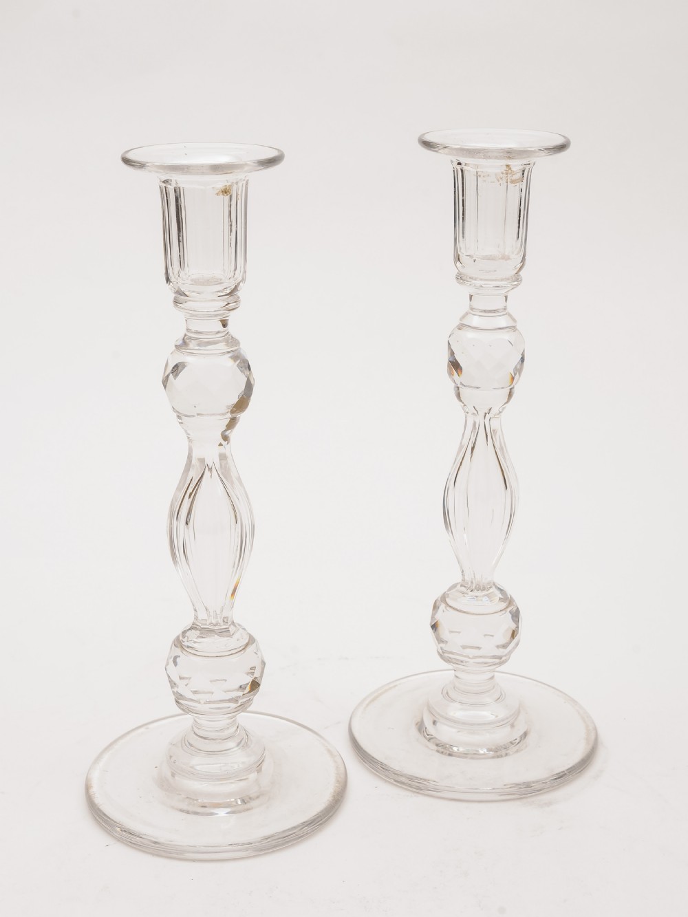 Pair of Edwardian Glass Candlesticks, Circa 1905