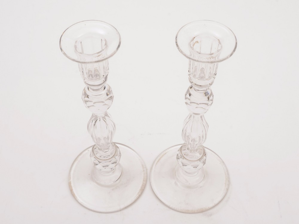 Pair of Edwardian Glass Candlesticks, Circa 1905 View III