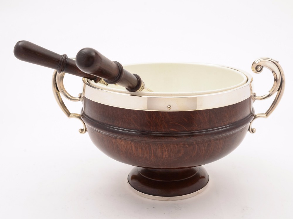 Victorian Oak and Silver Plated Salad Bowl, Circa 1890 View II