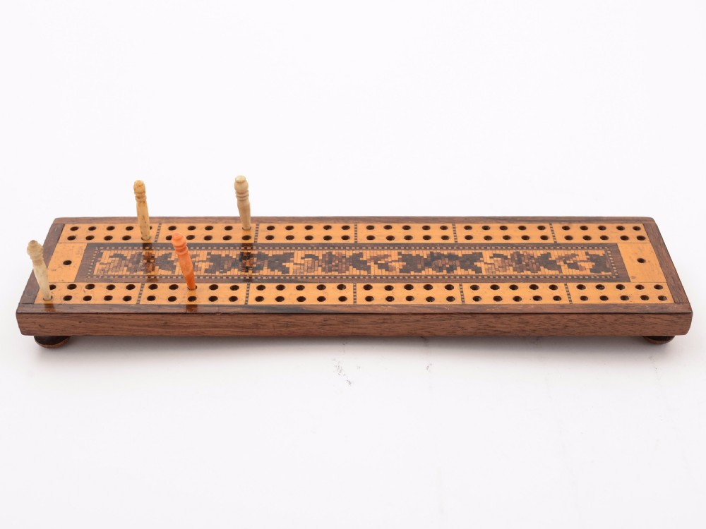 Victorian Tunbridge Ware Cribbage Board, Circa 1880 View III
