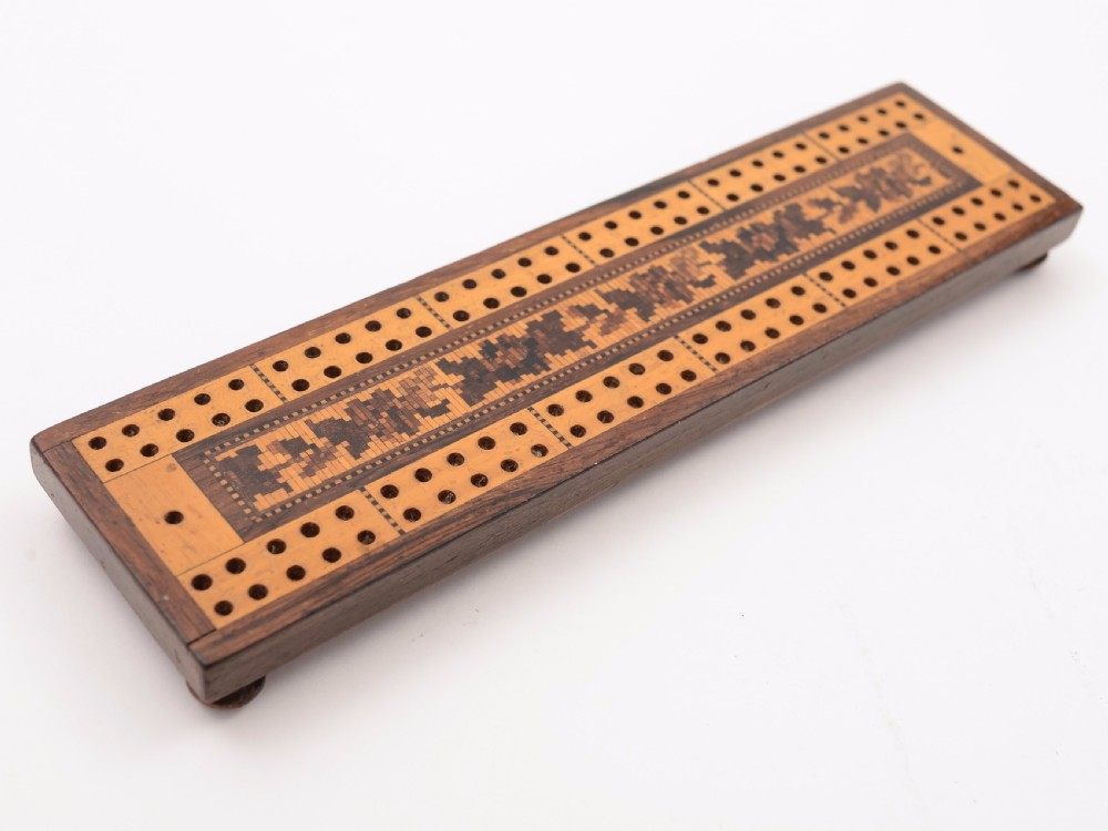 Victorian Tunbridge Ware Cribbage Board, Circa 1880