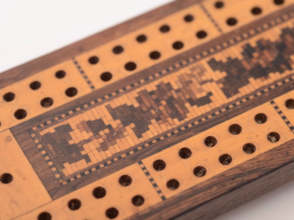 Victorian Tunbridge Ware Cribbage Board, Circa 1880 View IV