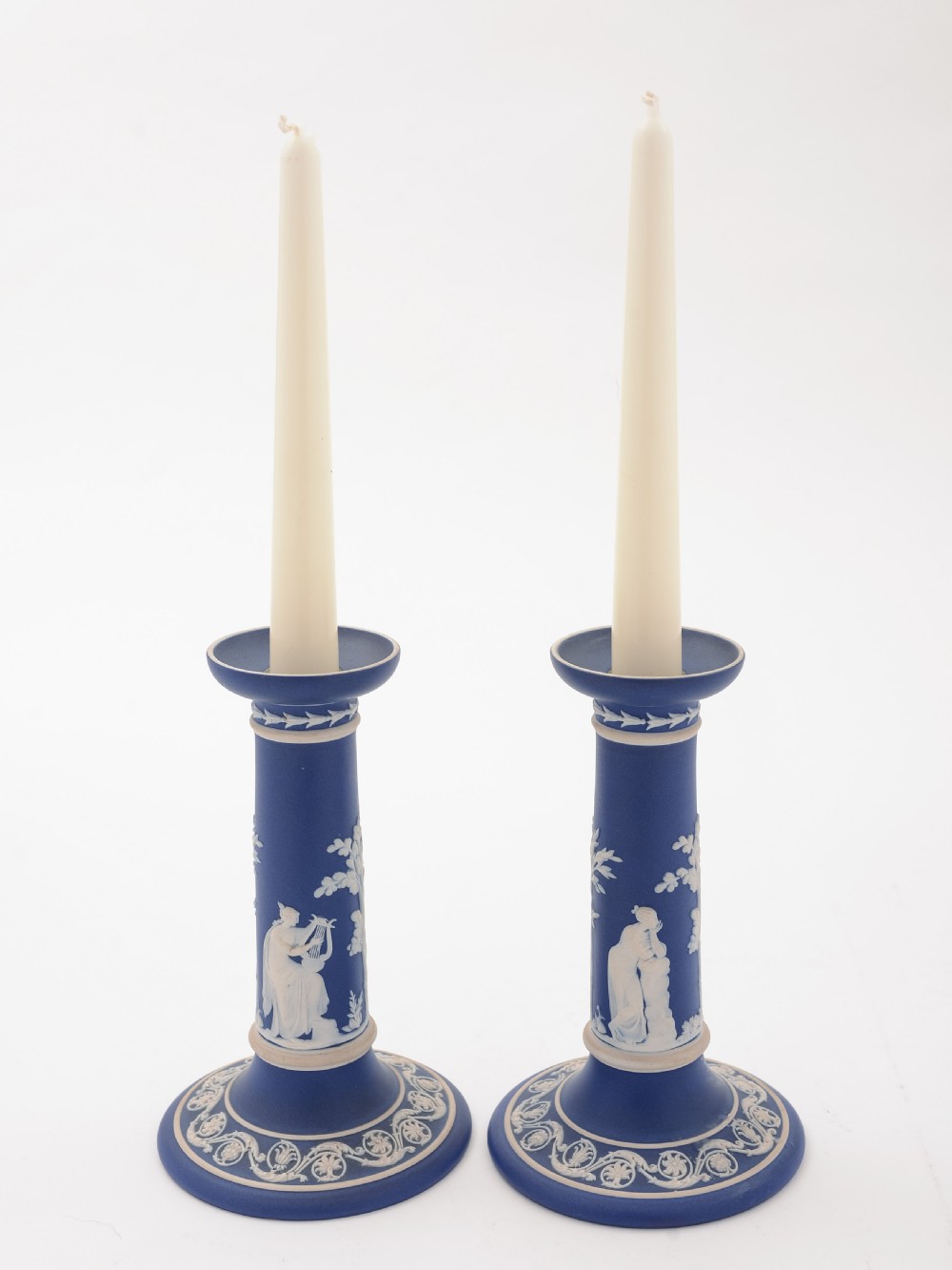 Wedgwood Jasperware Candlesticks, Circa 1900