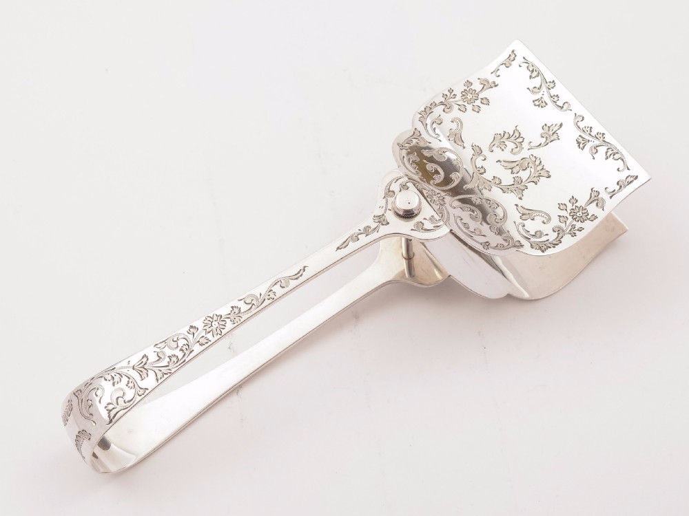 Edwardian Silver Serving Tongs, Sheffield 1909