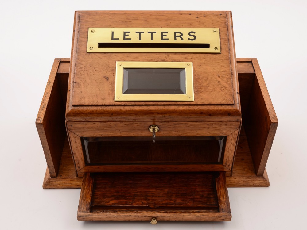 Victorian Oak Country House Letter Box, Circa 1890 View IV