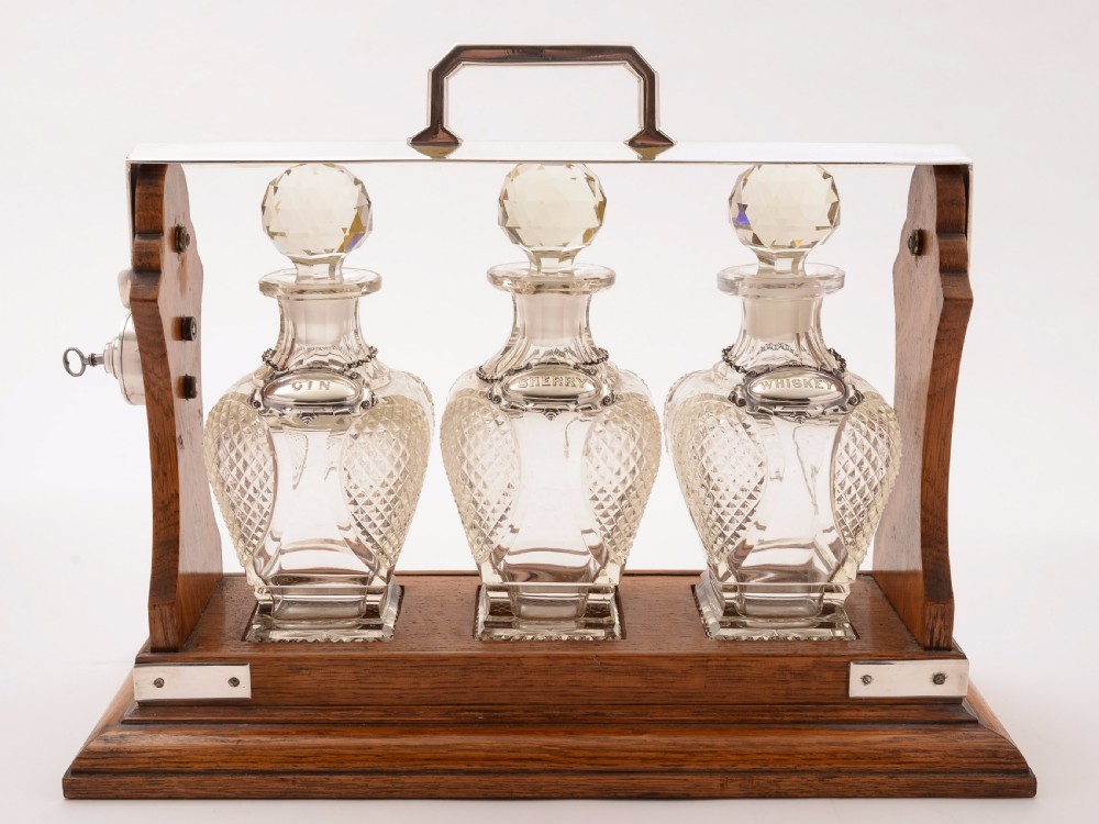 Victorian 3 Bottle Tantalus, Circa 1880