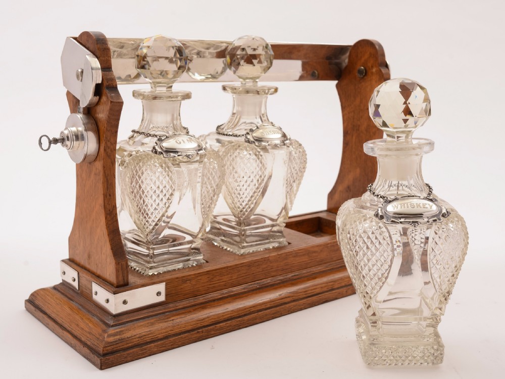 Victorian 3 Bottle Tantalus, Circa 1880 View IV
