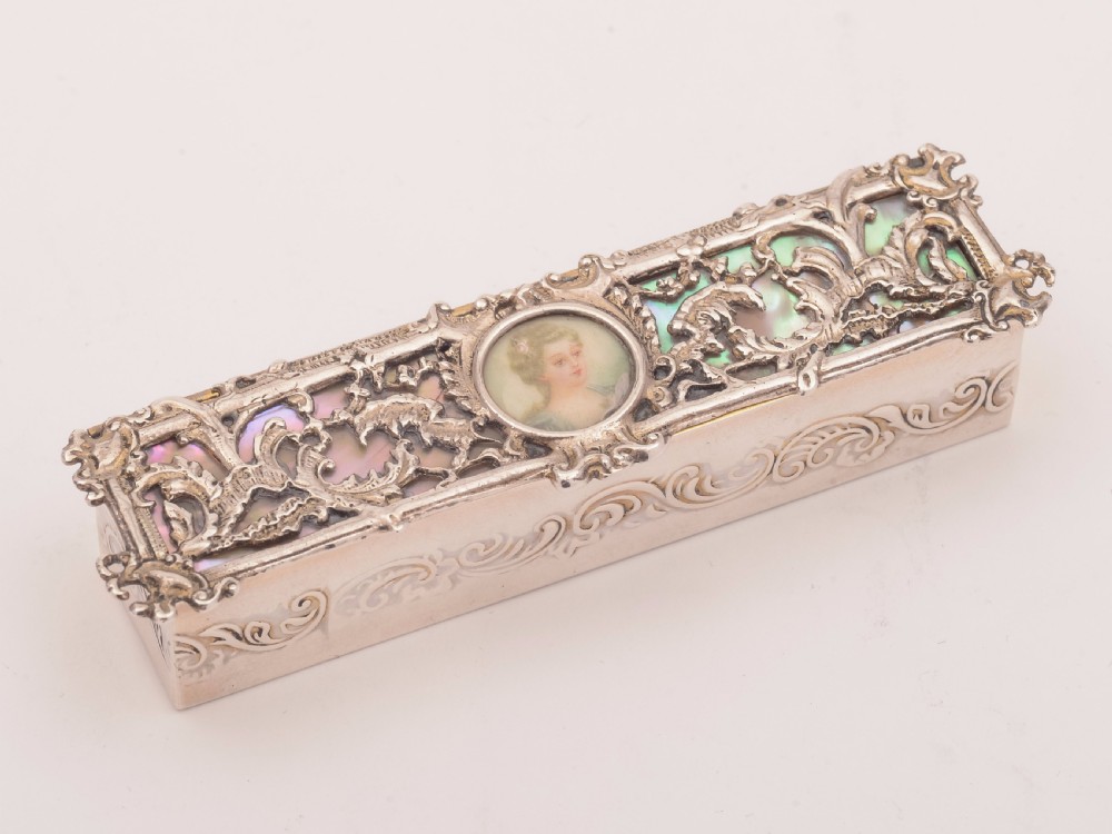 Victorian Silver and Mother of Pearl ring Box, Birmingham 1893