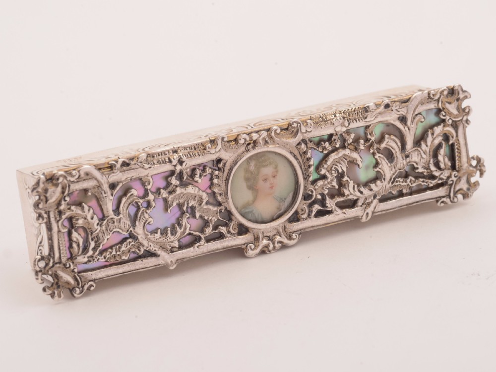Victorian Silver and Mother of Pearl ring Box, Birmingham 1893 View II