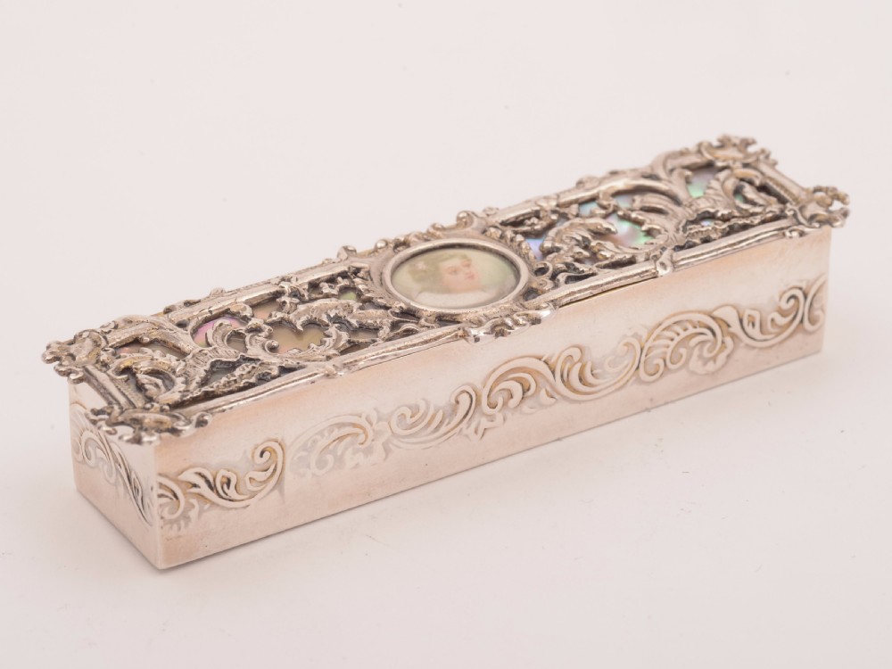 Victorian Silver and Mother of Pearl ring Box, Birmingham 1893 View III