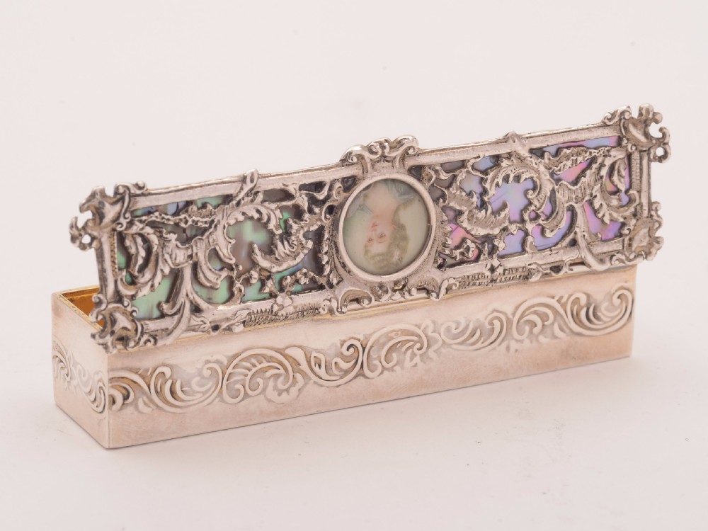 Victorian Silver and Mother of Pearl ring Box, Birmingham 1893 View V