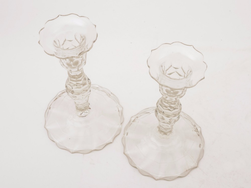 Pair of Irish Cut Glass Candlesticks, Circa 1830 View II