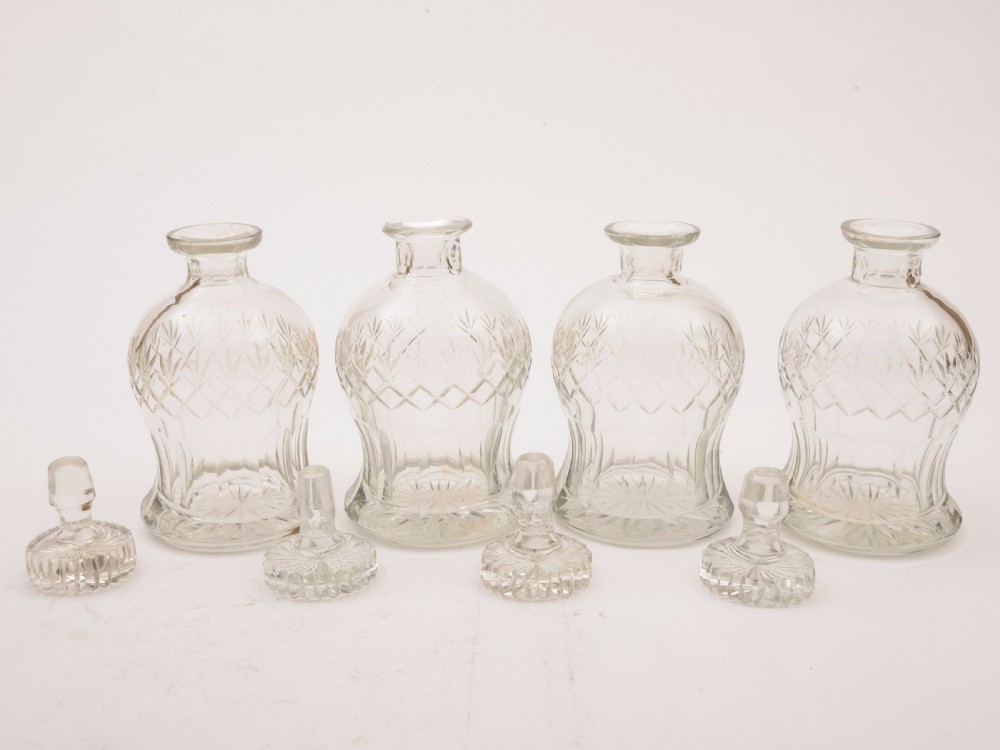 Set of 4 Art Deco Decanters, Circa 1930 View II