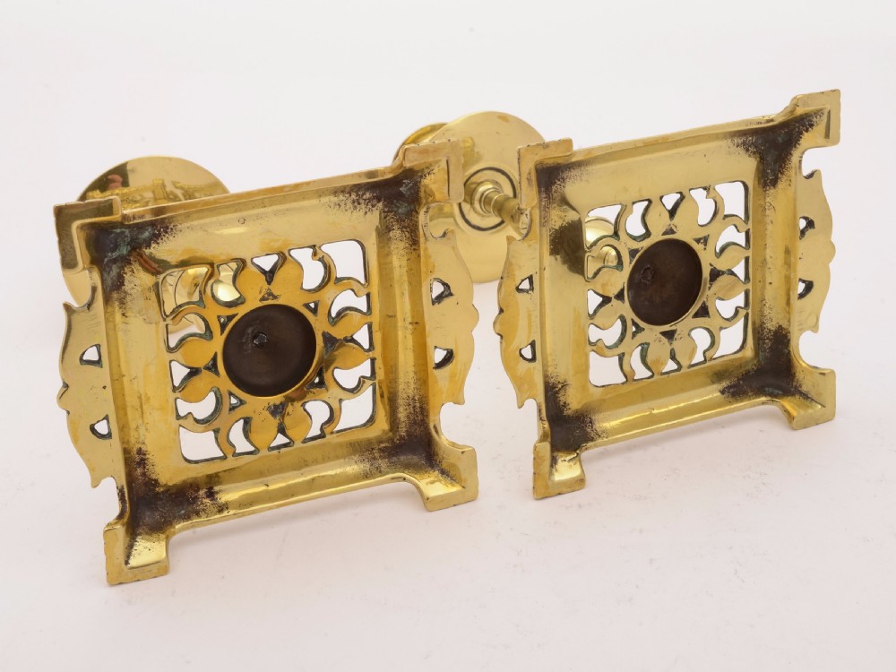 Pair of Victorian Brass Tray Based Candlesticks, Circa 1890 View IV