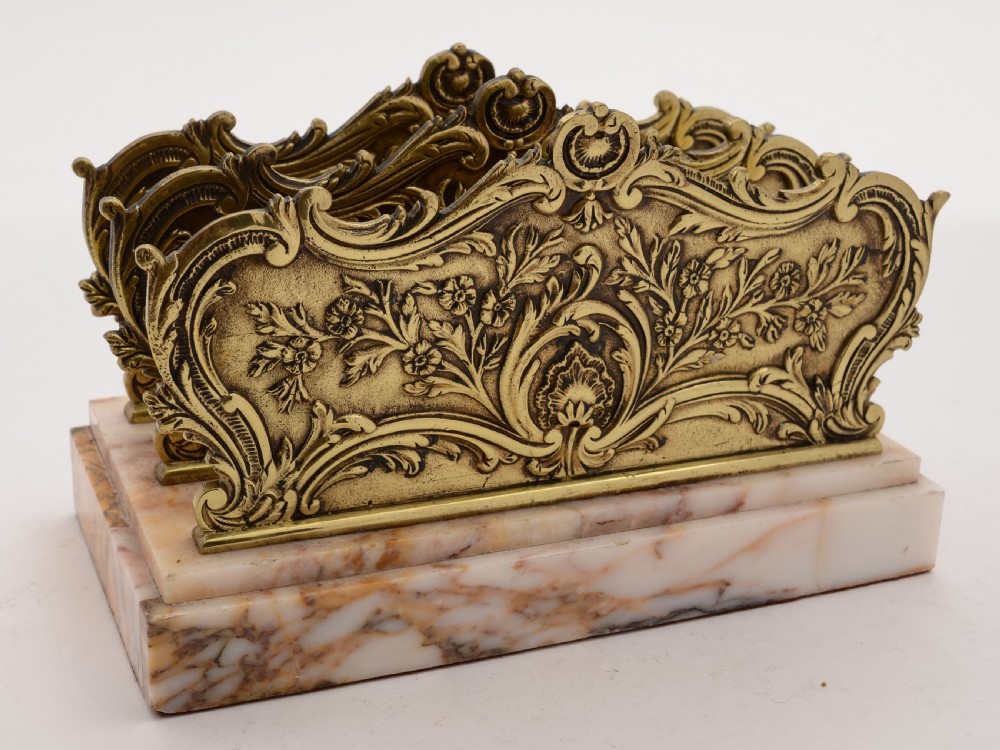 Art Deco Brass and Marble Letter Rack, Circa 1930