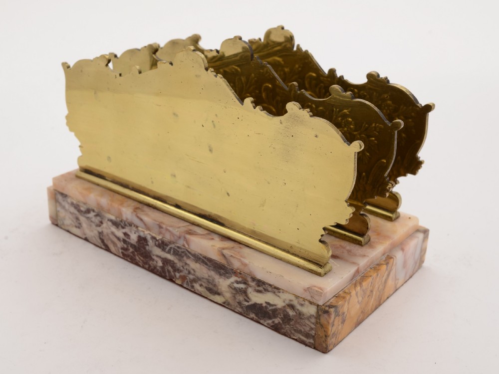 Art Deco Brass and Marble Letter Rack, Circa 1930 View III