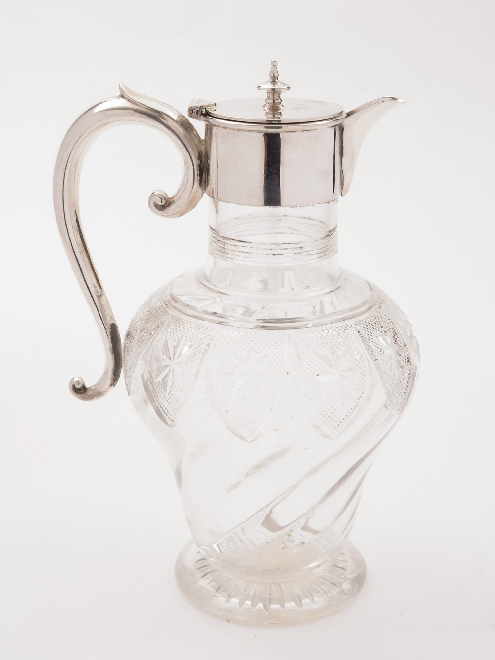 Victorian Glass and Silver Plated Claret Jug, Circa 1890