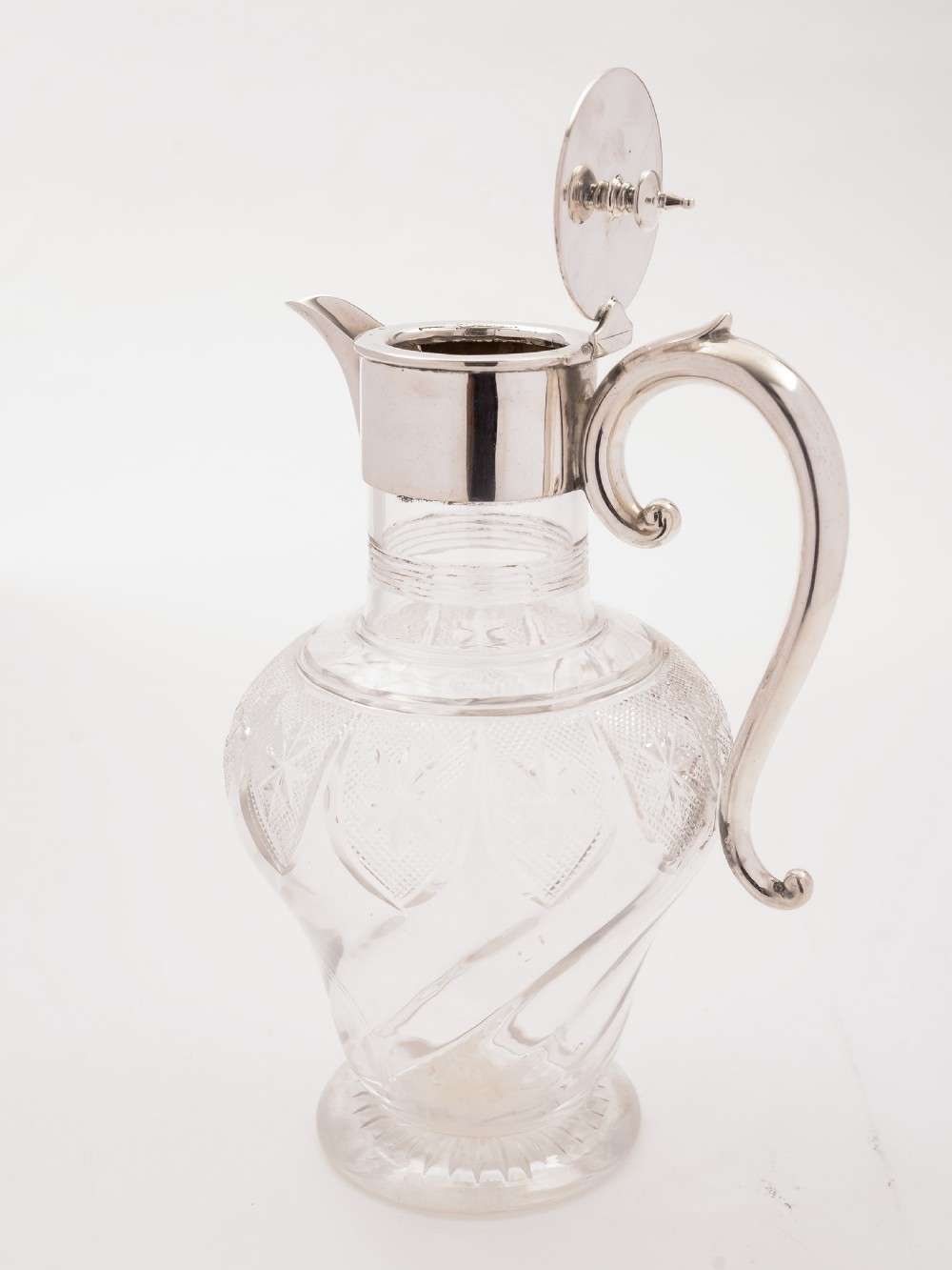 Victorian Glass and Silver Plated Claret Jug, Circa 1890 View II