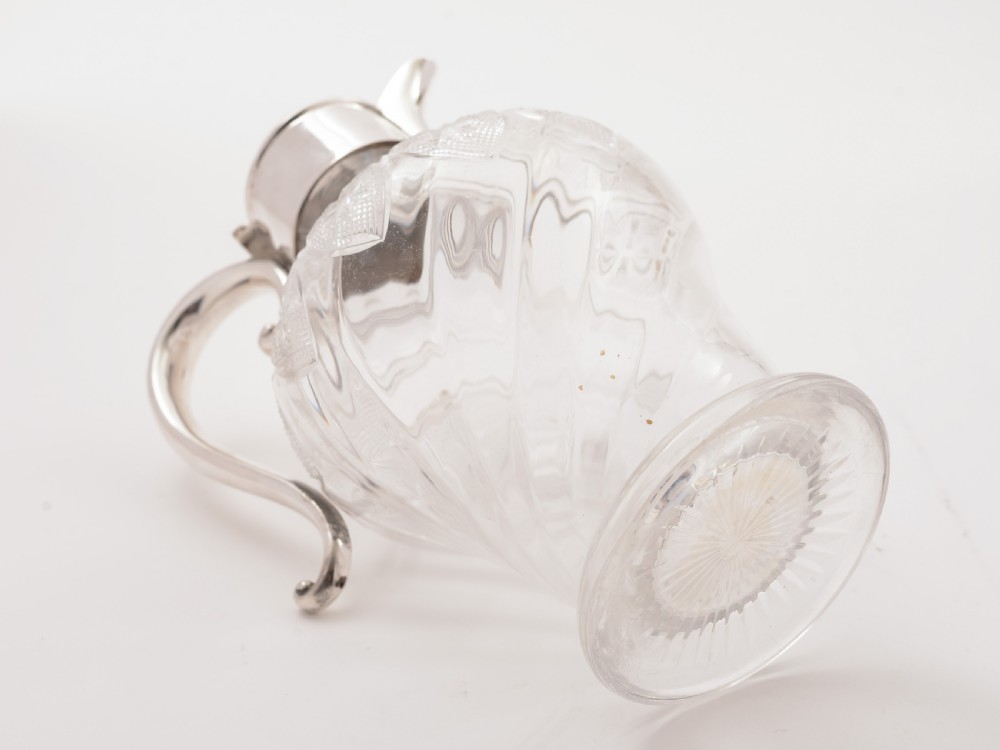Victorian Glass and Silver Plated Claret Jug, Circa 1890 View IV
