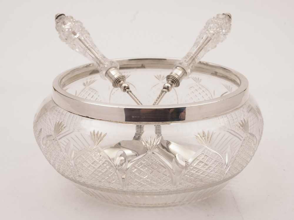 Edwardian Glass and Silver Plated Salad Bowl, Circa 1905 View III