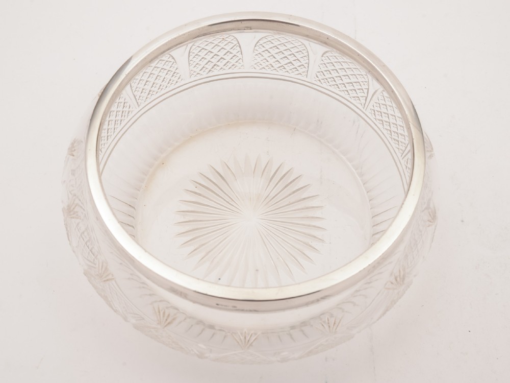 Edwardian Glass and Silver Plated Salad Bowl, Circa 1905 View IV