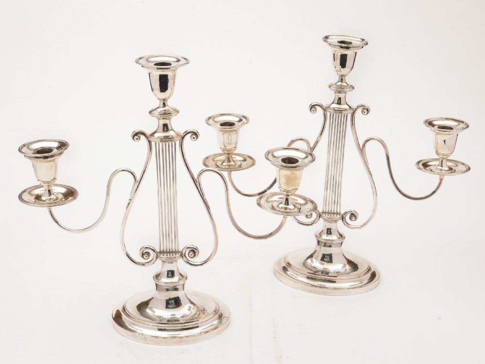 Pair of Georgian Sheffield Plated Candelabras View II