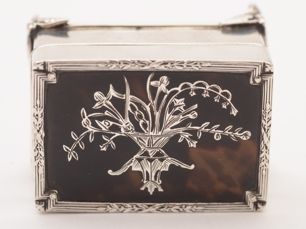 Edwardian Silver & Tortoise Shell Ring Box, London 1907 View VII