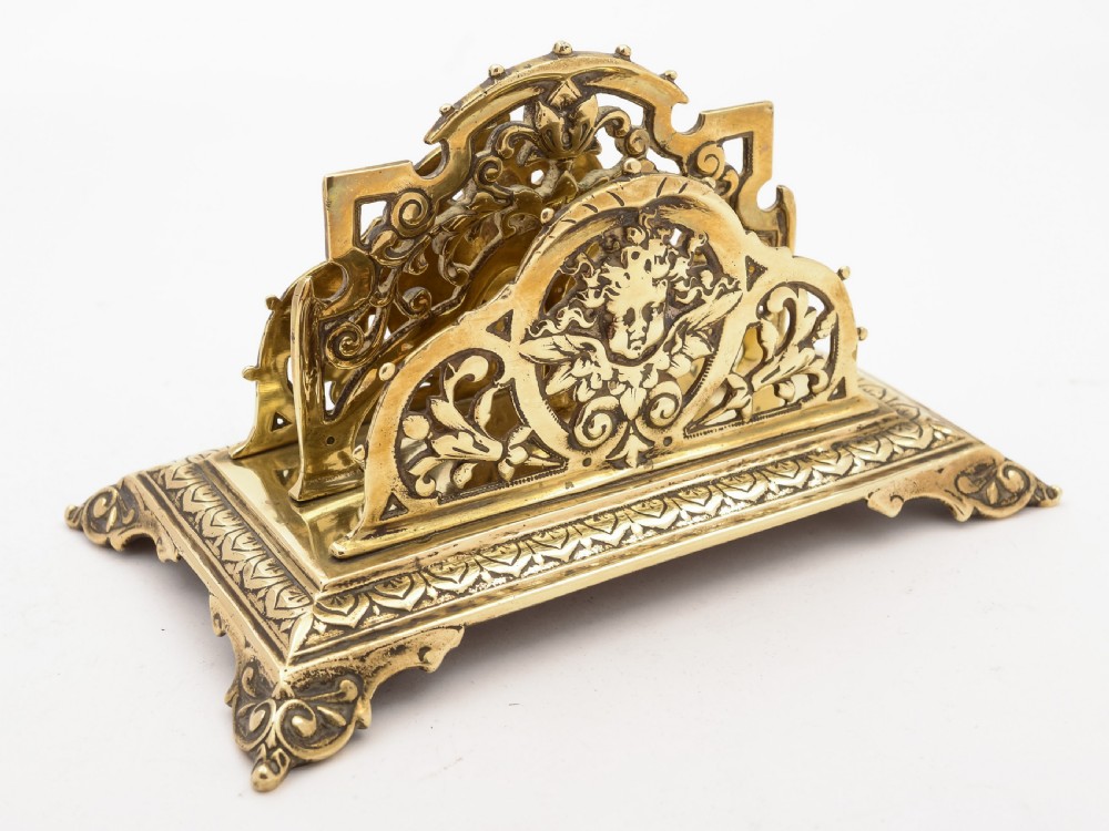 Victorian Brass Letter Rack, Circa 1890 View IV