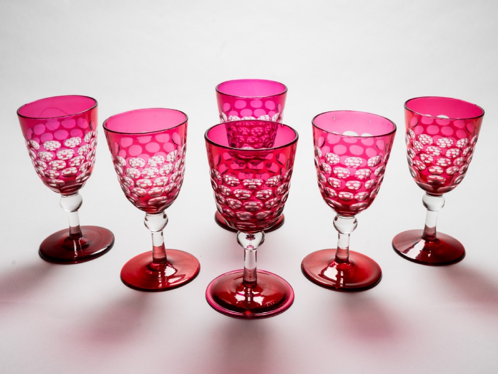 Victorian Set of 6 Wine Glasses, Circa 1890