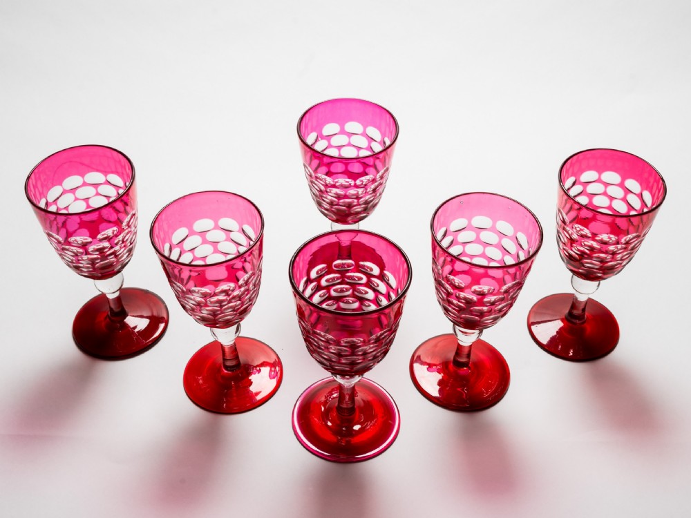 Victorian Set of 6 Wine Glasses, Circa 1890 View II