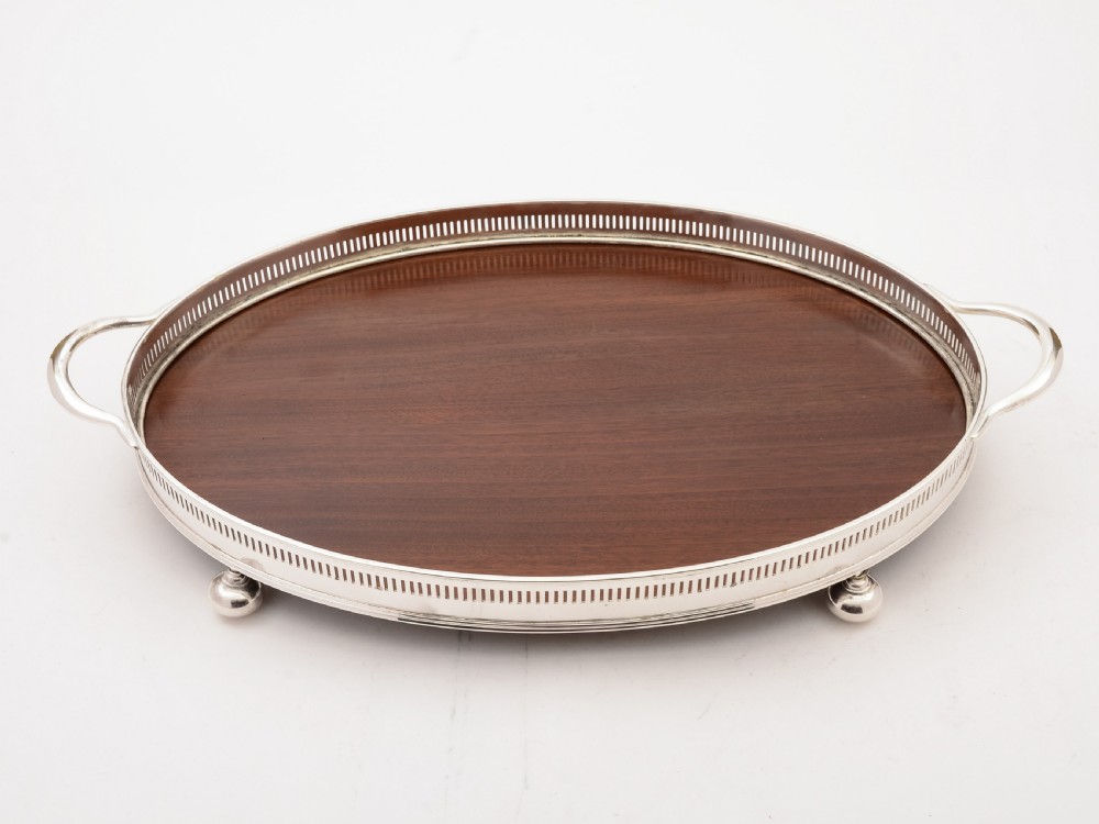 Edwardian Silver Plated and Mahogany Tray, Circa 1905