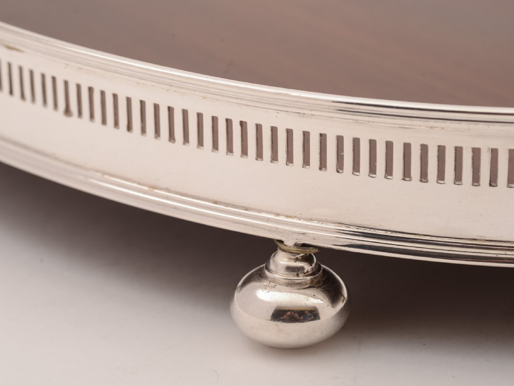 Edwardian Silver Plated and Mahogany Tray, Circa 1905 View II